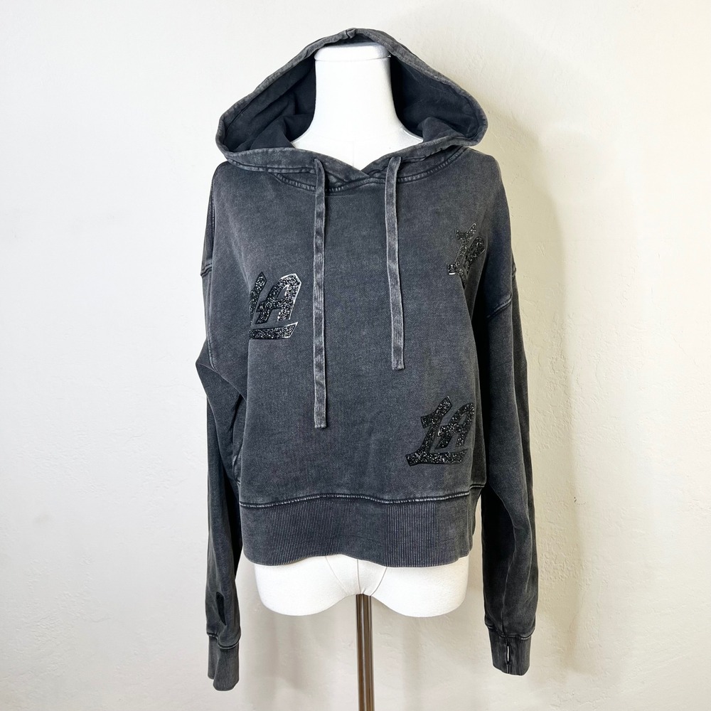 LA Clippers Pro Standard Hoodie NBA Women Size S Washed Black Glitter NEW